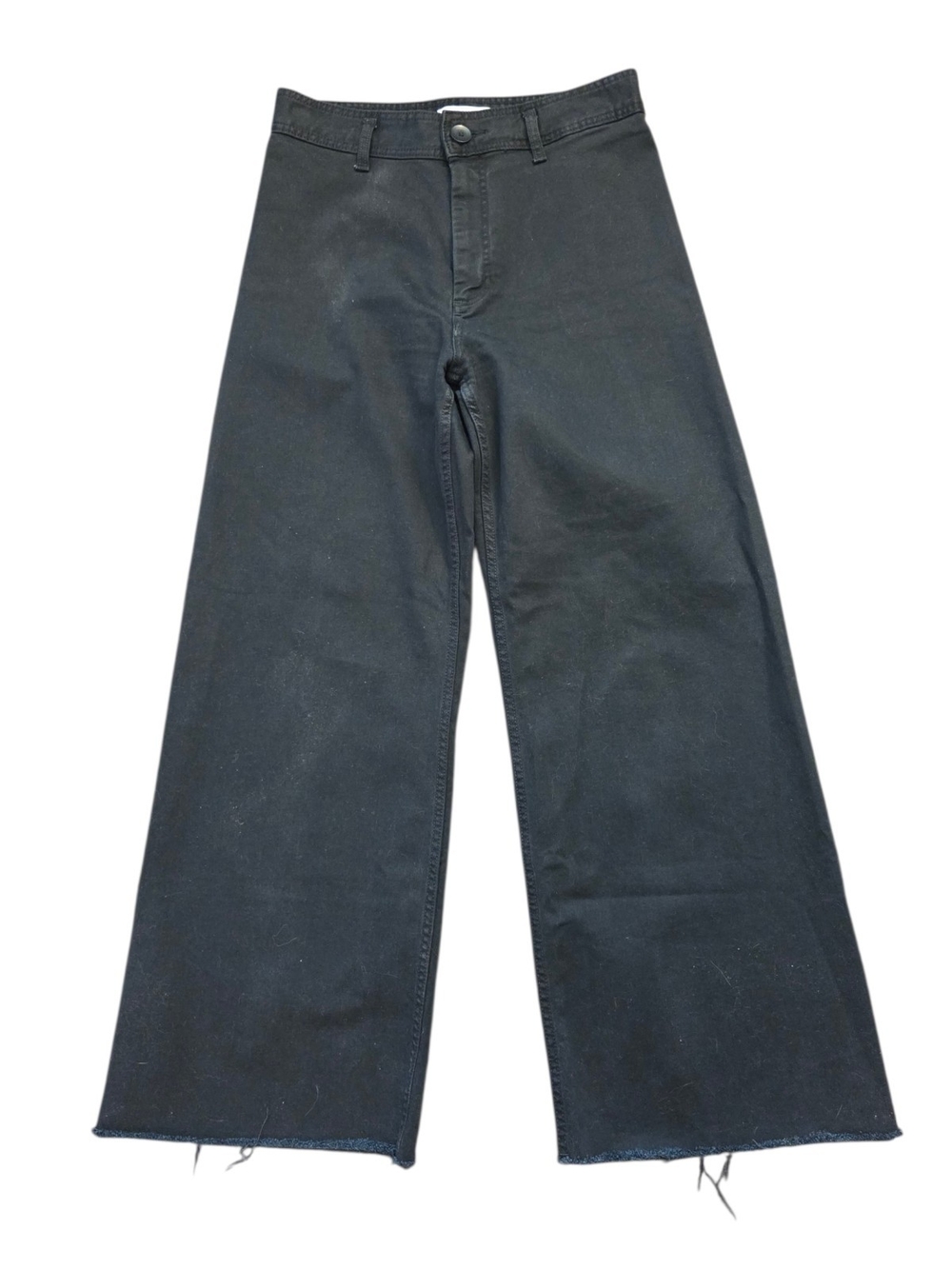 Zara Washed Black 'The Marine' Straight Cut Wide Leg Jeans - Size 10